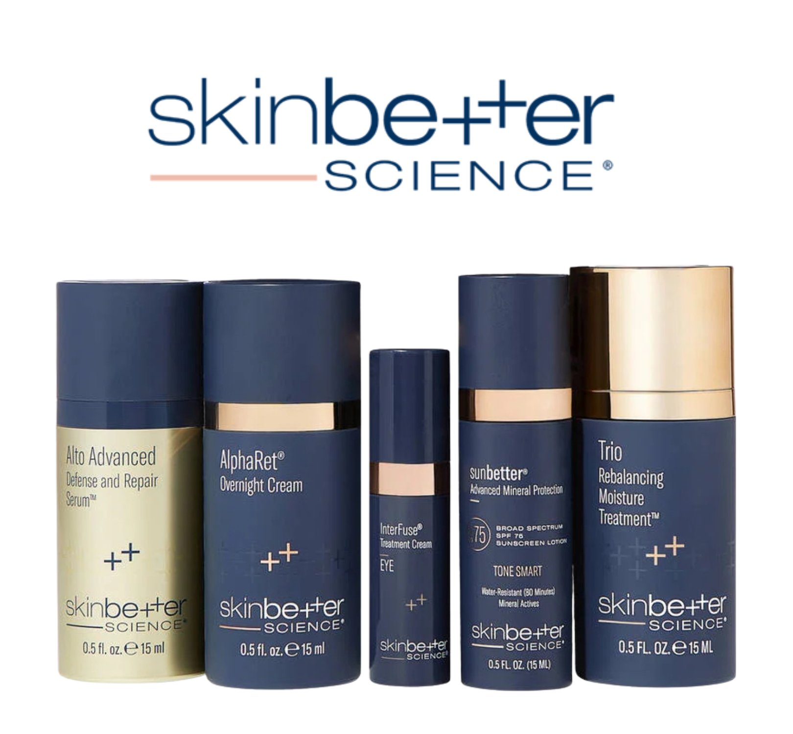 Collection of skinbetter Science skincare products on a white background