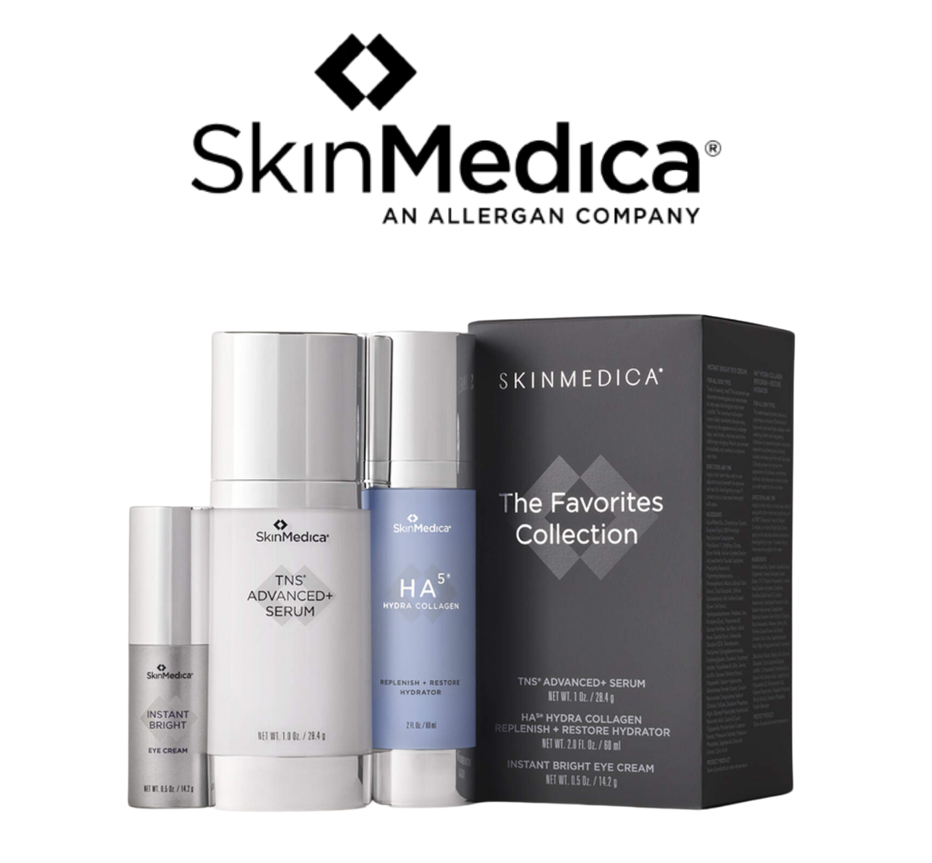 SkinMedica skincare products and packaging on a white background